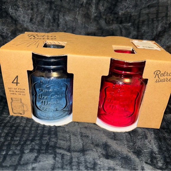 Mini Multi-Color Mason Jar Glass Mugs – Set of 4 - Picture 8 of 8